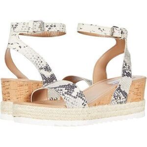 Steve Madden Jewell Low Wedge Sandals‎ Leather Snake Print Buckle Size 8M
